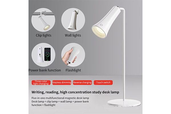 White 4-In-1 Rechargeable Desk Lamp