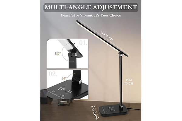 Black Wireless Charging Desk Lamp