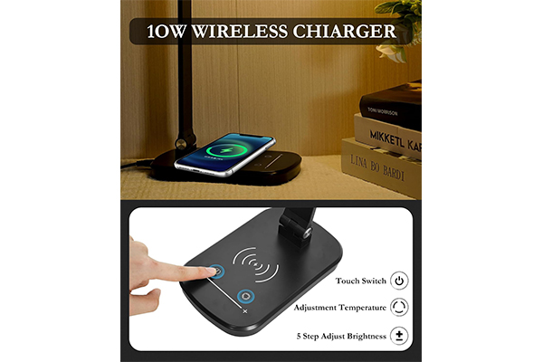Black Wireless Charging Desk Lamp