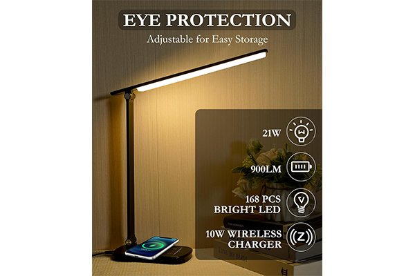 Black Wireless Charging Desk Lamp